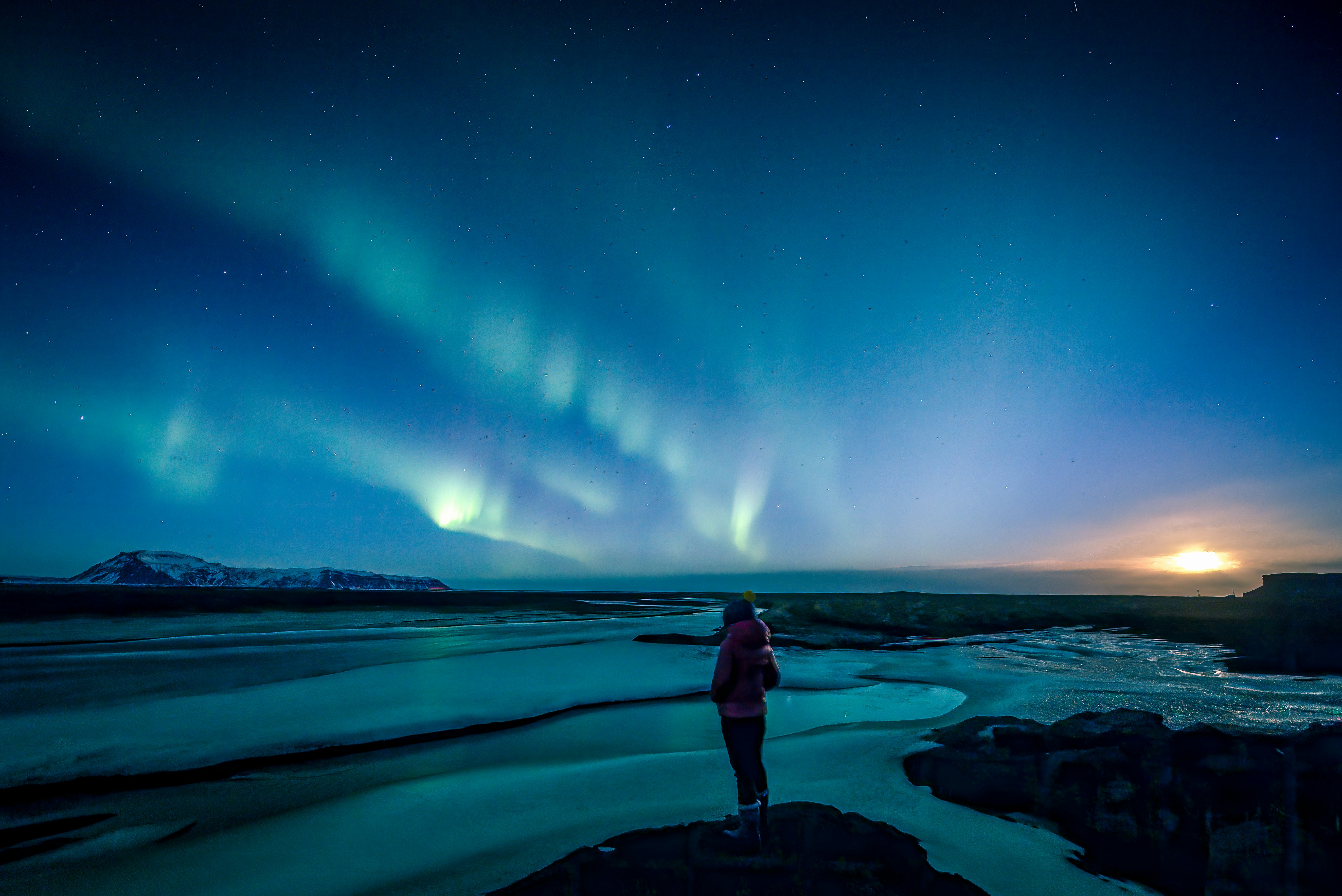 Person under Northern lights 